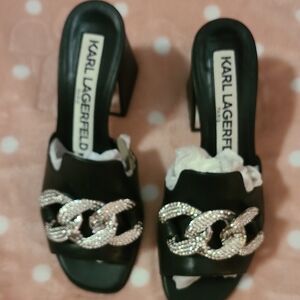 Karl Lagerfeld Black Women's Shoes with Silver Accents NWB